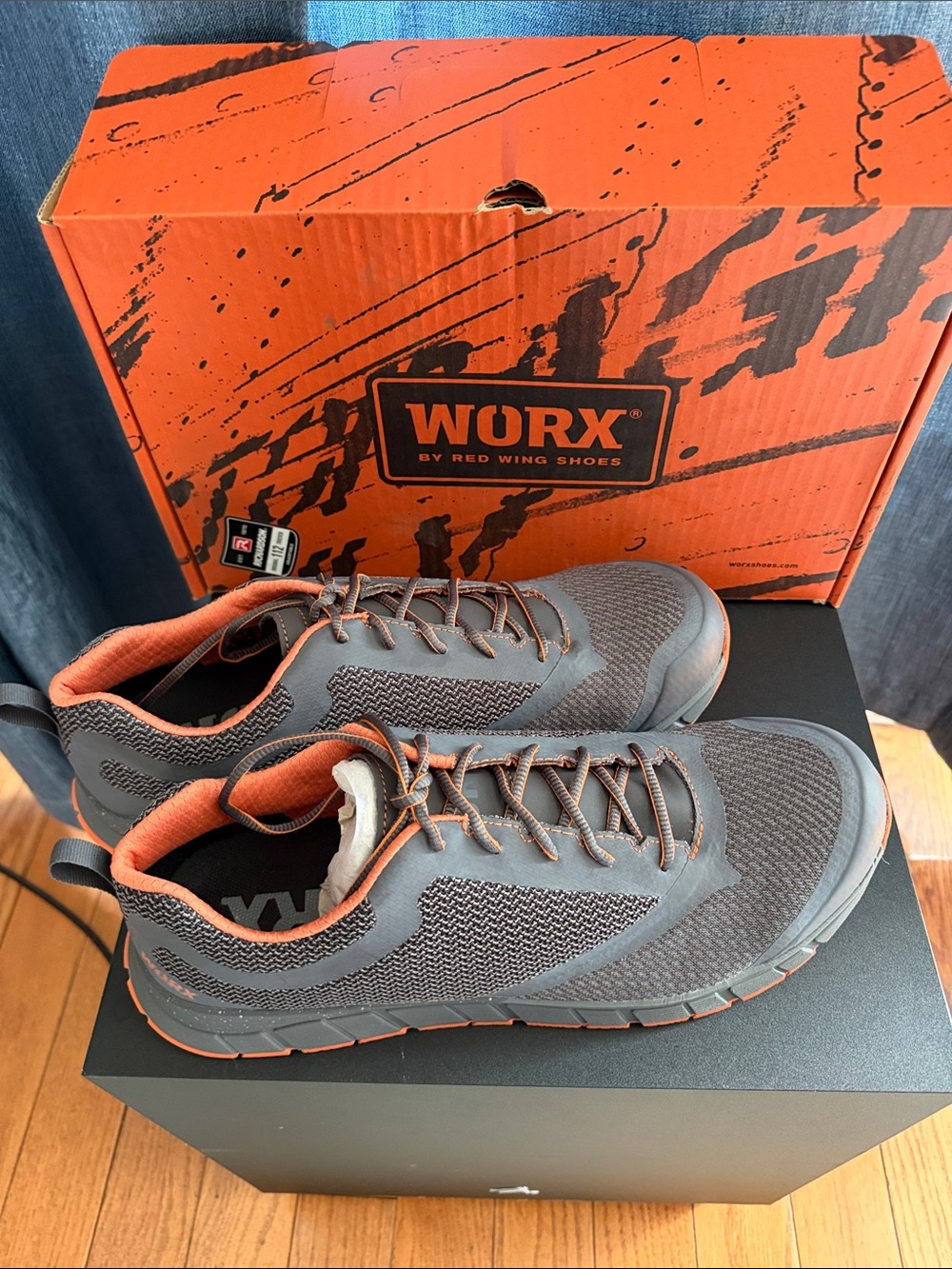 Workx by Red Wing Shoes Men's Gray and Orange Athletic (Aluminum Toe) Size 12 M